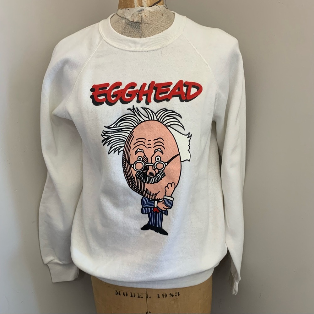 Vintage 80s Albert Einstein Egghead Crewneck Sweatshirt Size Large Bill Gates